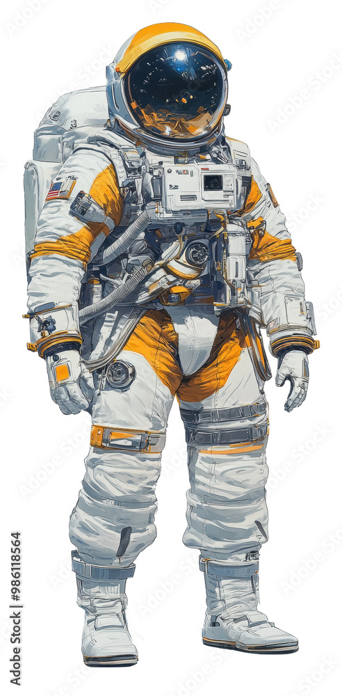 Astronaut in advanced suit on a space mission isolated on transparent background Astronaut in advanced suit on a space mission isolated on transparent background