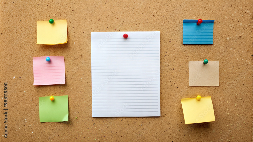 Bulletin board with notes and blank paper for reminders, messages, and organization
Bulletin board with notes and blank paper for reminders, messages, and organization