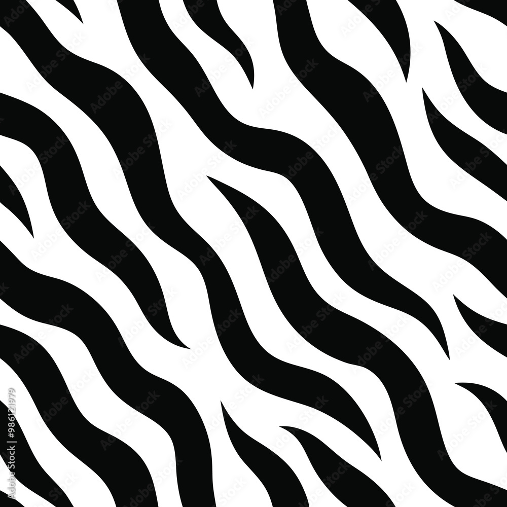 Seamless Zebra Animal Fur Pattern Vector Design. Seamless Zebra Animal Fur Pattern Vector Design.