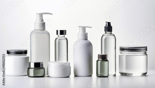 Assortment of Skincare and Beauty Products in Bottles and Jars