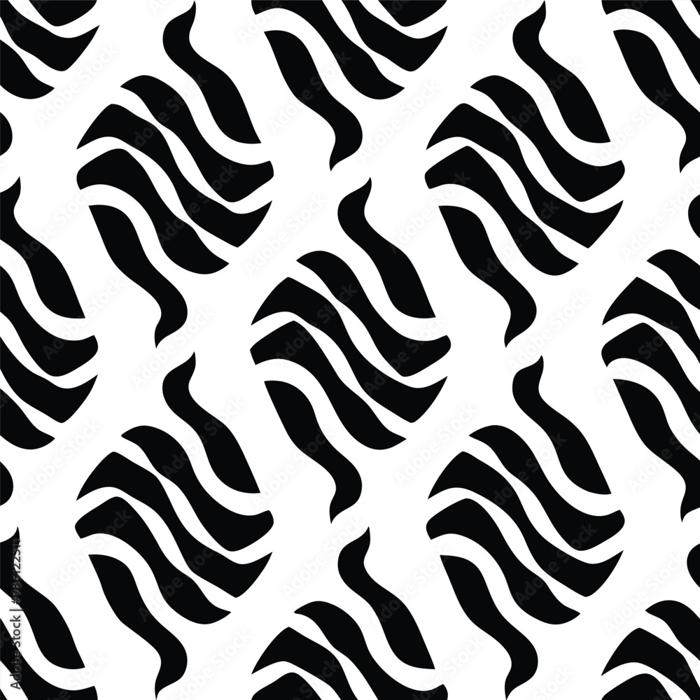 Seamless Zebra Animal Fur Pattern Vector Design.