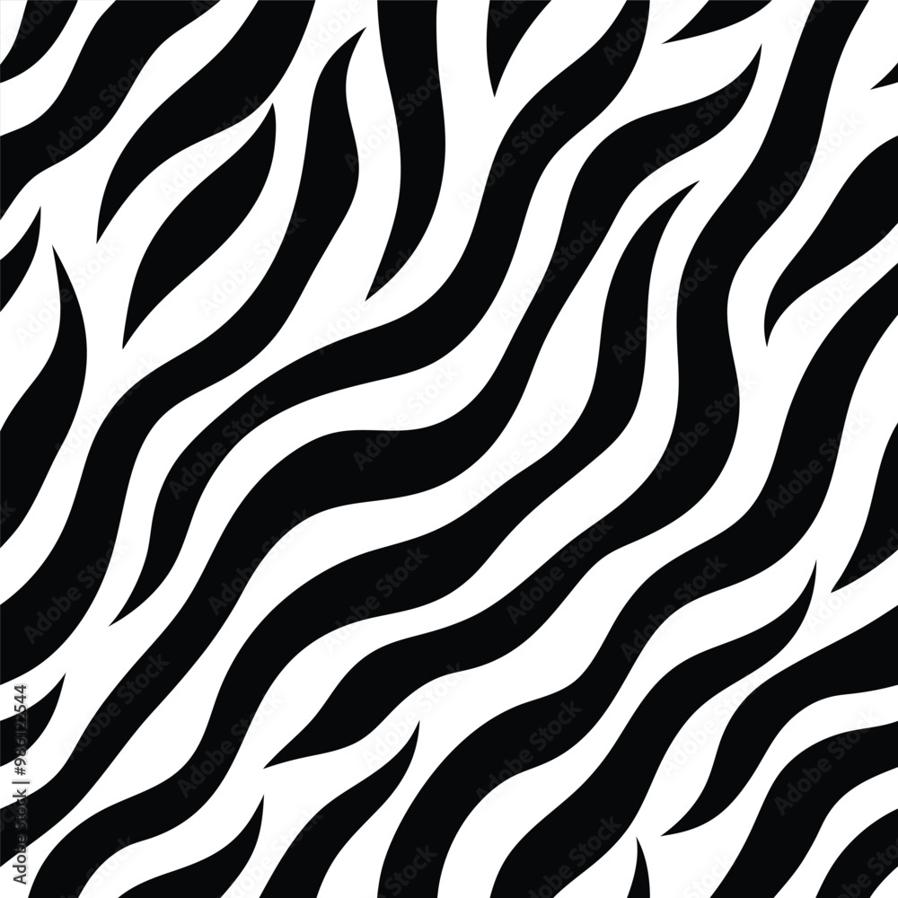 Seamless Zebra Animal Fur Pattern Vector Design.