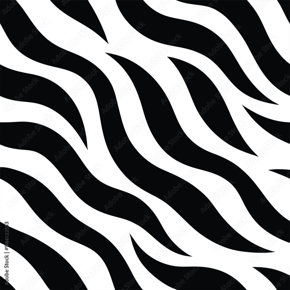 Seamless Zebra Animal Fur Pattern Vector Design. Seamless Zebra Animal Fur Pattern Vector Design.