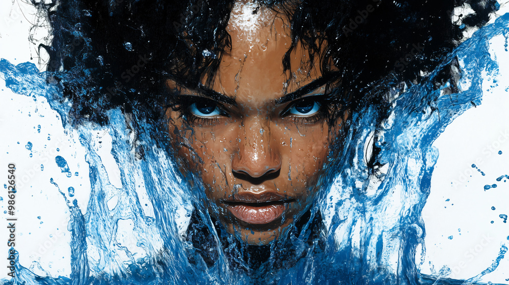 Fototapeta premium Water Splash Portrait. Stunning, captivating, and mesmerizing