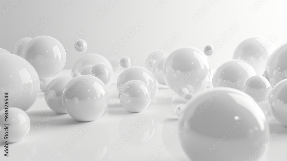 Group of white spheres on white background - stock photo Computer generated image. Group of white spheres on white background - stock photo Computer generated image.