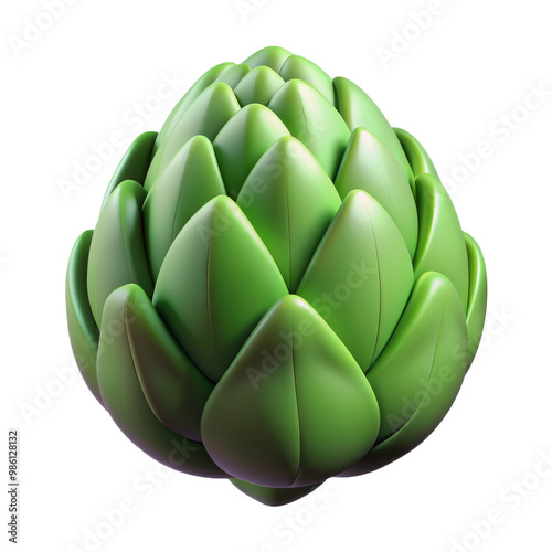 Plastic Style Illustration of a Fresh Artichoke with Green Leaves