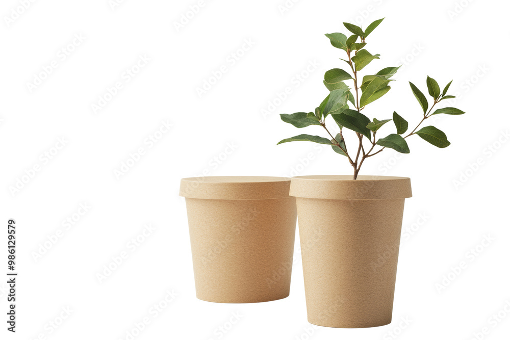 Obraz premium Ecofriendly recyclable packaging, sustainable materials, minimalist design, on solid white background, single object.,