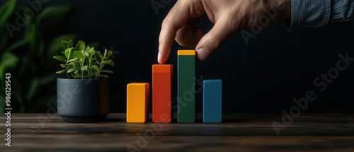Closeup of a consultant explaining a bar graph showing revenue growth in a financial report, closeup consultant explaining graph, financial growth analysis