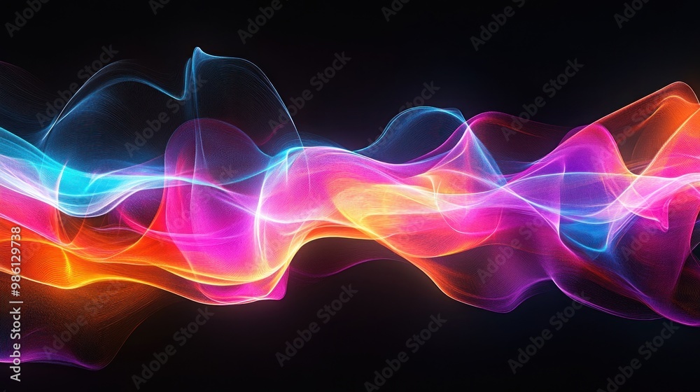 Abstract colorful wave of light and dark shades on a black background. Abstract colorful wave of light and dark shades on a black background.