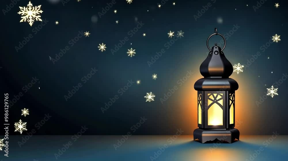 Illuminated Lantern with Snowflakes Illuminated Lantern with Snowflakes