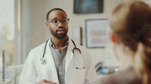 Doctor using a whiteboard to explain treatment options to patients in a small, intimate group setting