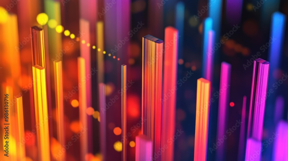 Abstract background with vertical neon bars and bokeh. Abstract background with vertical neon bars and bokeh.