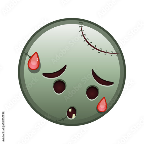 Face with an expression of disappointment and relief Large size of zombie halloween emoji