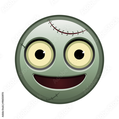 Face with big eyes Large size of zombie halloween emoji