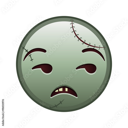 Face with expression of disapproval Large size of zombie halloween emoji