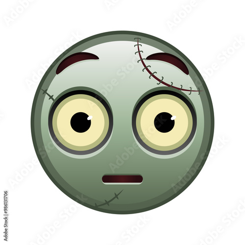 Flushed face Large size of zombie halloween emoji