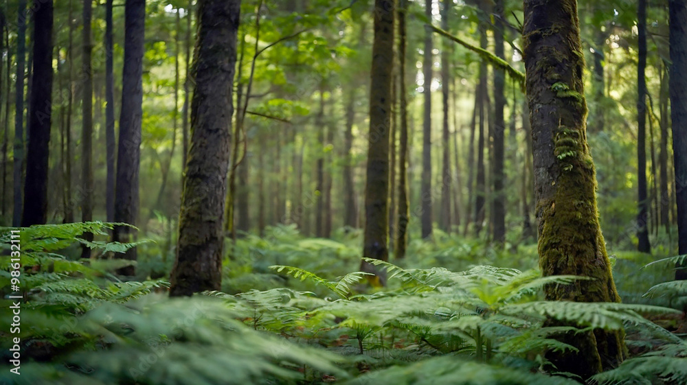 Blurred bokeh of a lush, green forest Blurred bokeh of a lush, green forest