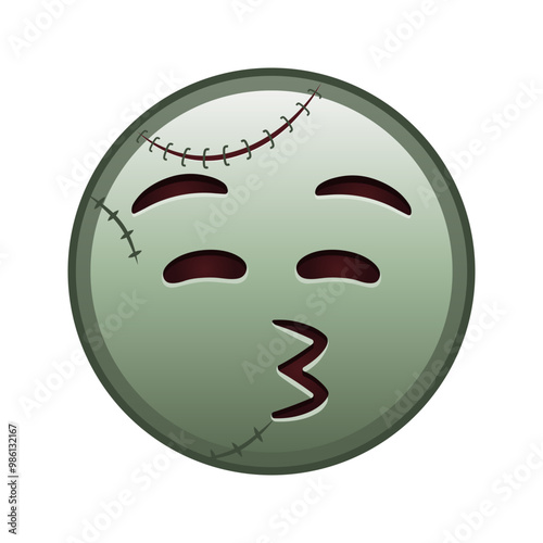 Kissing face with closed eyes Large size of zombie halloween emoji