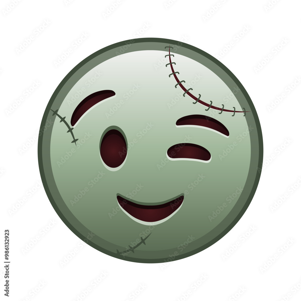 Fototapeta premium Winking face Large size of zombie halloween emoji