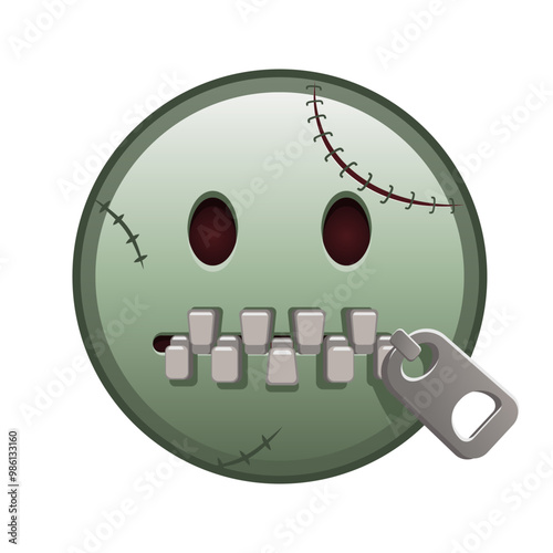 Zipper-Mouth face Large size of zombie halloween emoji