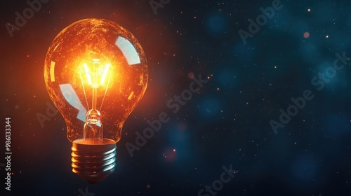 A glowing lightbulb floating against a dark background, symbolizing the birth of a new creative idea.