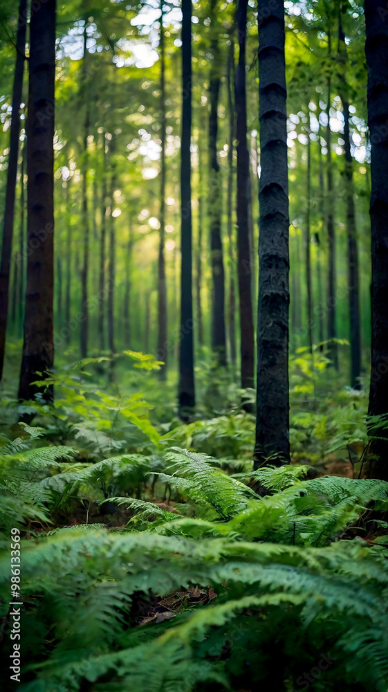 Blurred bokeh of a lush, green forest Blurred bokeh of a lush, green forest
