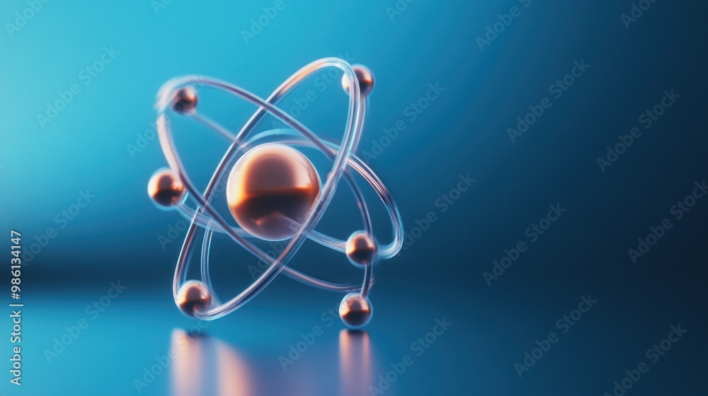 A 3D representation of an atom with electrons orbiting a nucleus. A 3D representation of an atom with electrons orbiting a nucleus.