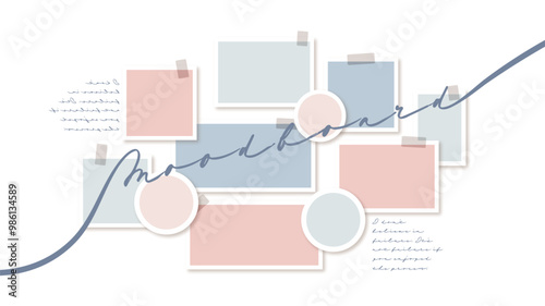Vector photo collage template moodboard pictures grids vector illustration