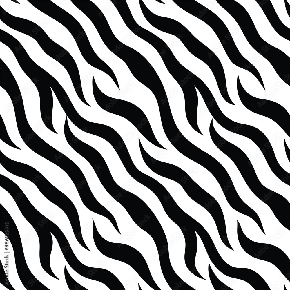 Seamless Zebra Animal Fur Pattern Vector Design. Seamless Zebra Animal Fur Pattern Vector Design.