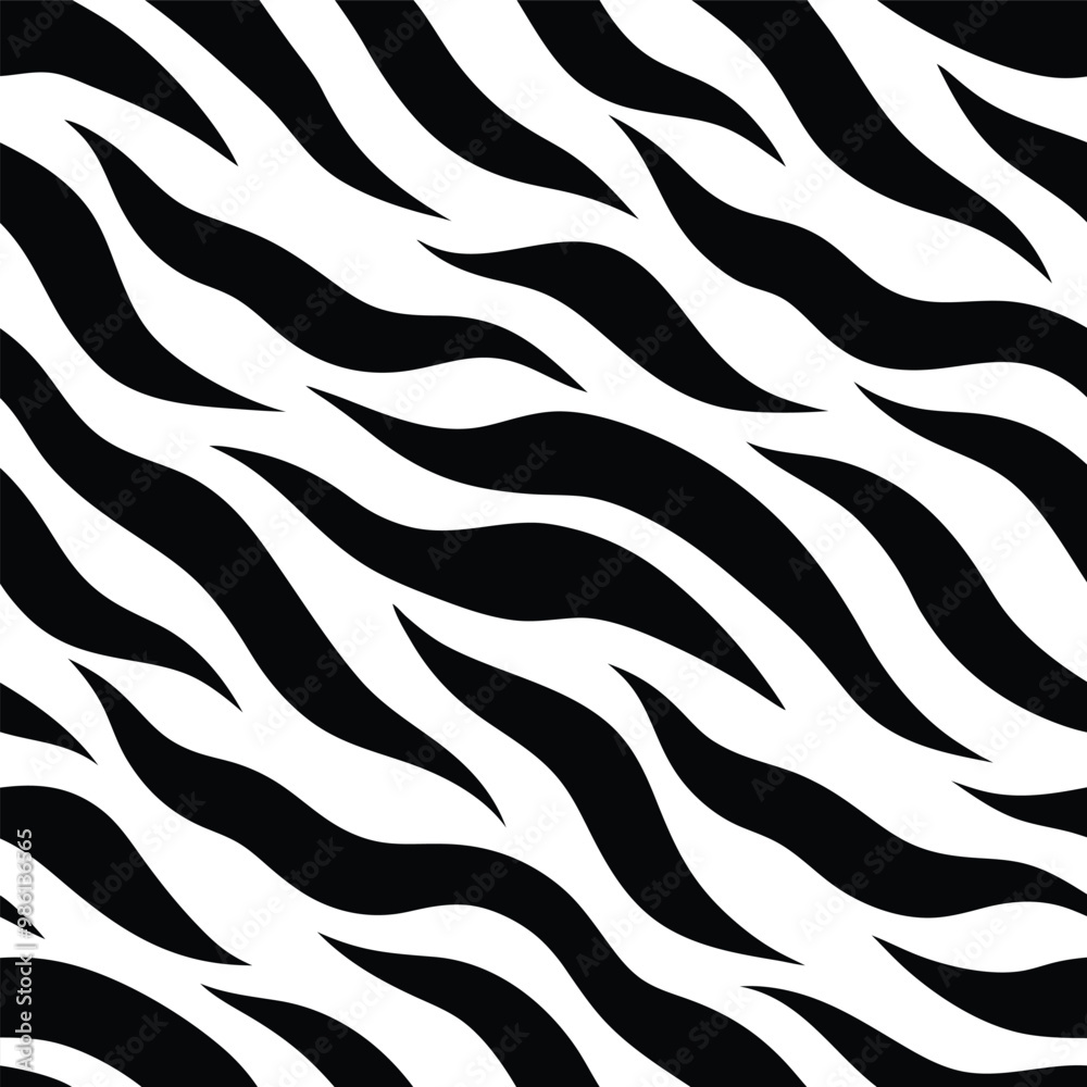 Seamless Zebra Animal Fur Pattern Vector Design. Seamless Zebra Animal Fur Pattern Vector Design.