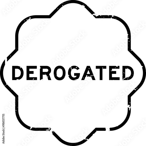 Grunge black derogated word rubber seal stamp on white background