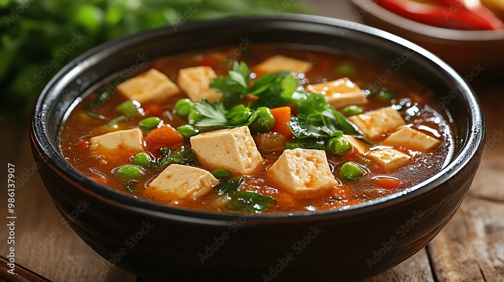 Vegetarian tofu soup is a light and nutritious brothbased dish made with soft tofu and fresh vegetables Vegetarian tofu soup is a light and nutritious brothbased dish made with soft tofu and fresh vegetables