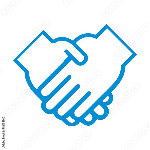 Blue vector icon. Hands handshake