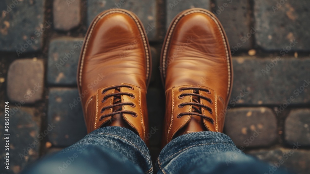 Brown shoes, jeans. Generative AI