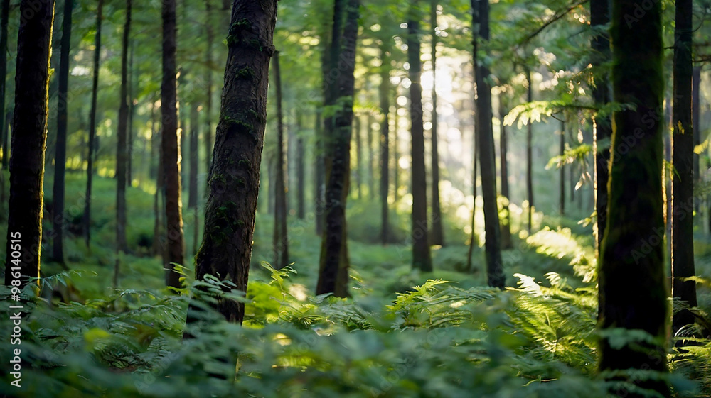 Blurred bokeh of a lush, green forest Blurred bokeh of a lush, green forest