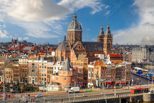 Canvas Print Amsterdam, Netherlands Over the Old Centre District