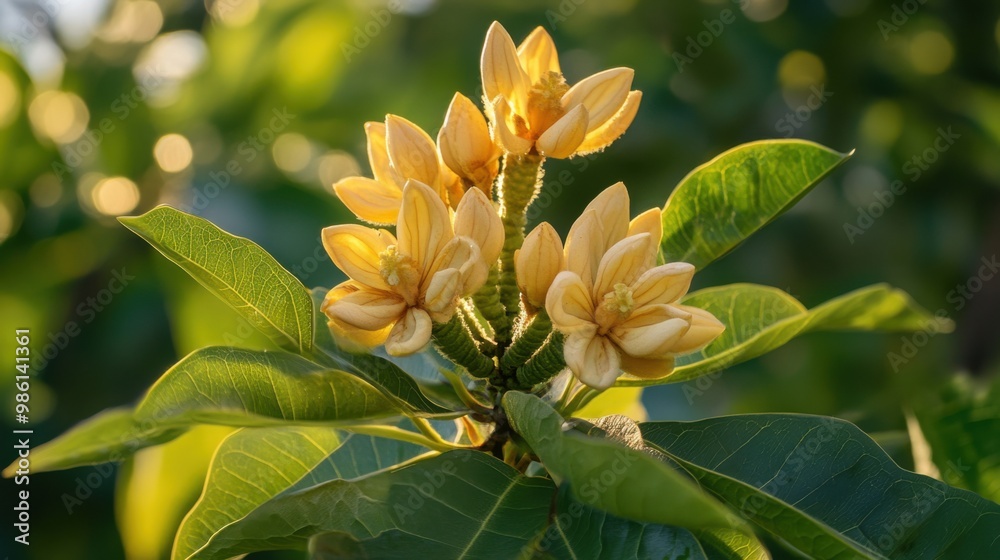 Fototapeta premium Crown flower, green leaf. Generative AI