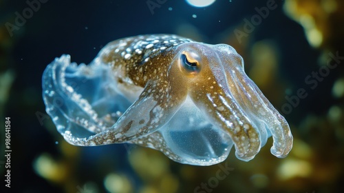 Cuttlefish, egg, translucent, ocean. Generative AI photo