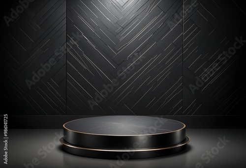 Empty product podium pedestal for displaying products with a black background