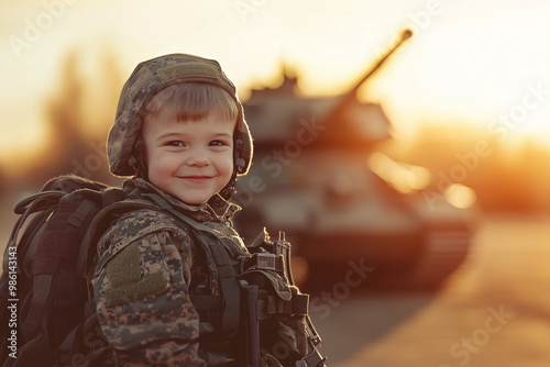 Children in military uniform, Child soldiers.