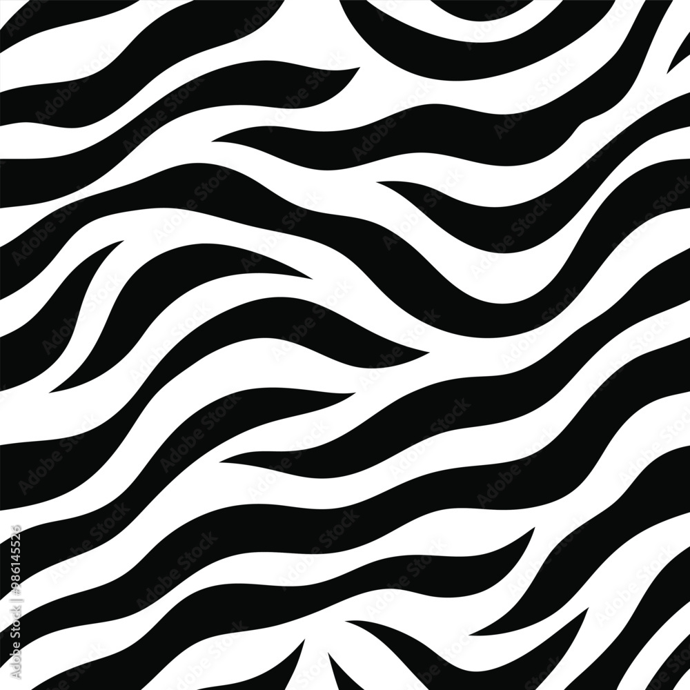 Seamless Zebra Animal Fur Pattern Vector Design. Seamless Zebra Animal Fur Pattern Vector Design.