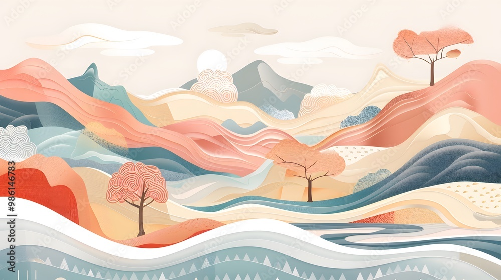 Calm Mountain Scene with River and Trees – Vector Background
Calm Mountain Scene with River and Trees – Vector Background