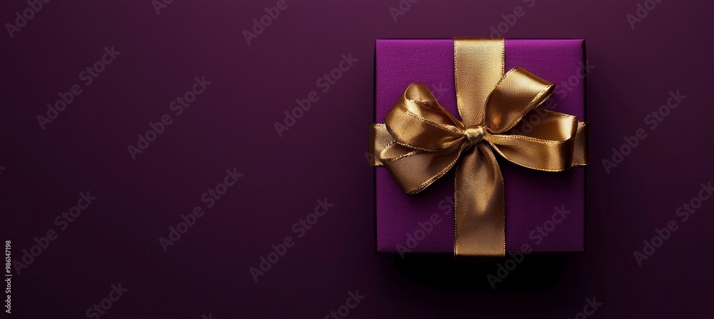 Luxurious Purple Gift Box with Gold Ribbon - Perfect for Celebrations and Special Occasions Luxurious Purple Gift Box with Gold Ribbon - Perfect for Celebrations and Special Occasions