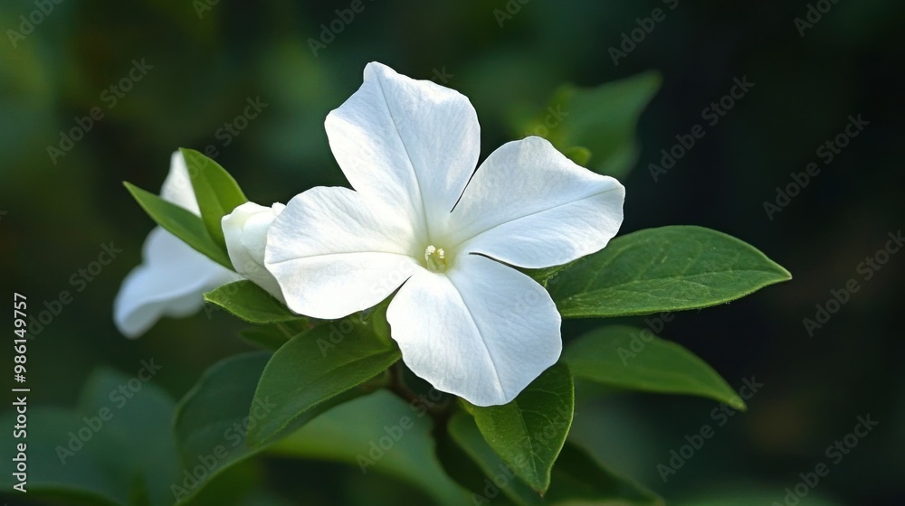 Periwinkle flower white petals. Generative AI Periwinkle flower white petals. Generative AI