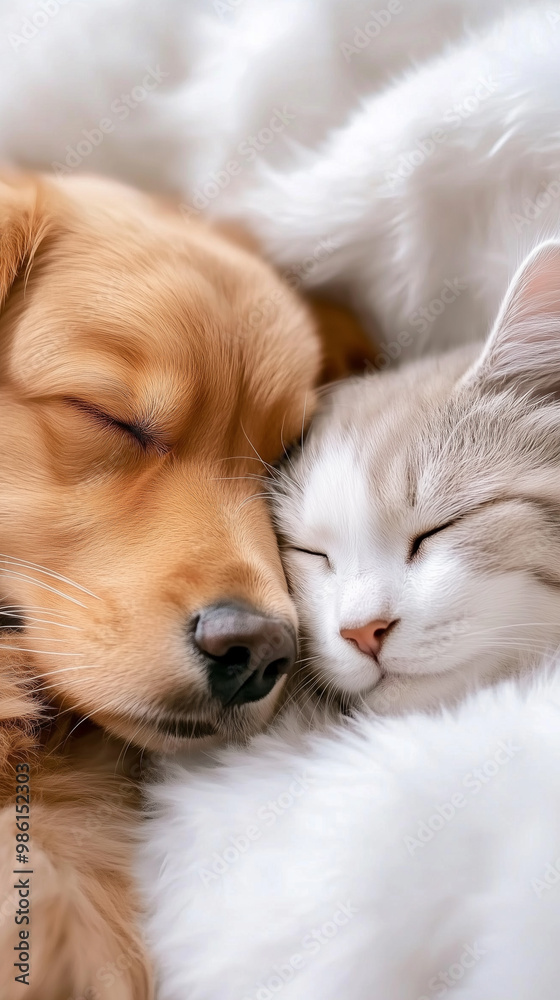 Dog and Cat Snuggling Together Dog and Cat Snuggling Together