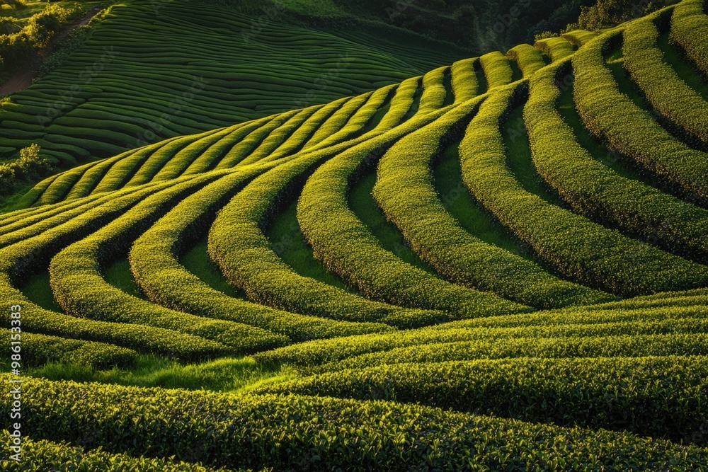 Expansive green field with flourishing plants under a clear, blue sky, photo-realistic landscape emphasizing vivid colors and details. Beautiful simple AI generated image Expansive green field with flourishing plants under a clear, blue sky, photo-realistic landscape emphasizing vivid colors and details. Beautiful simple AI generated image