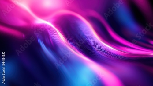 Abstract purple and blue glowing wave background with light lines.