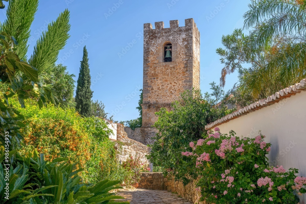 Fototapeta premium Weather-beaten stone cottage with rough-hewn timbers and sturdy design picture. Beautiful simple AI generated image