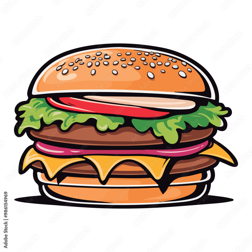 Retro-style hand-drawn vector illustration of a big hamburger
Retro-style hand-drawn vector illustration of a big hamburger