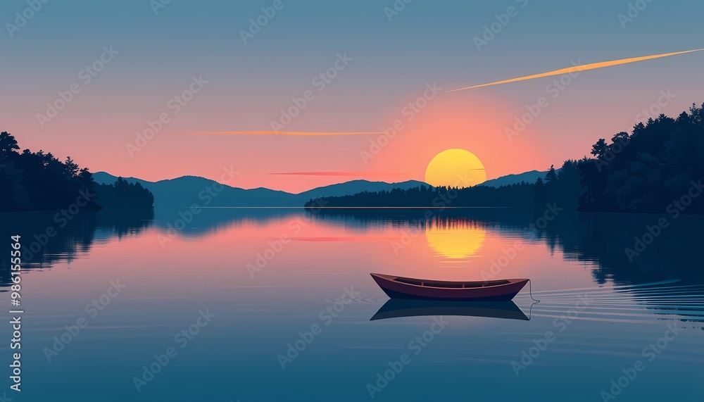 Fototapeta premium sunset over the lake